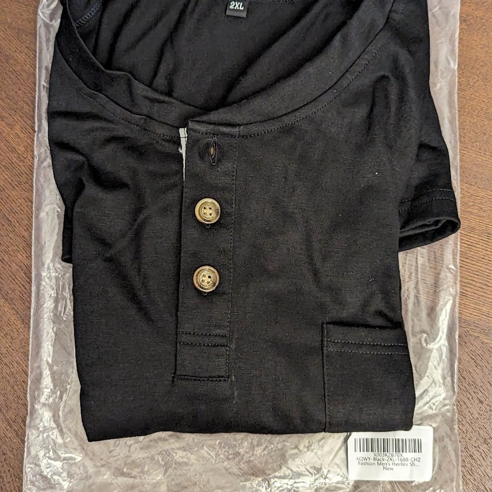 [NEW] Fashion Men's Henley Shirts Classic Short Sleeve Basic Button XX-Large